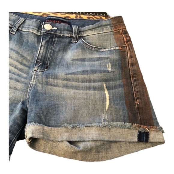 Rock & Republic size 10 blue Jean shorts with stretch & tux stripe - Picture 4 of 10